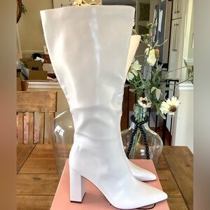NIB-Sexy Wild Pair Vegan WIDE CALF Knee-High Block Heel Boots Sz 9
